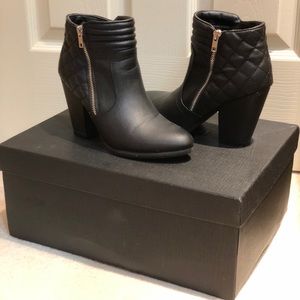 Biker Faux Leather Heeled Ankle Boots